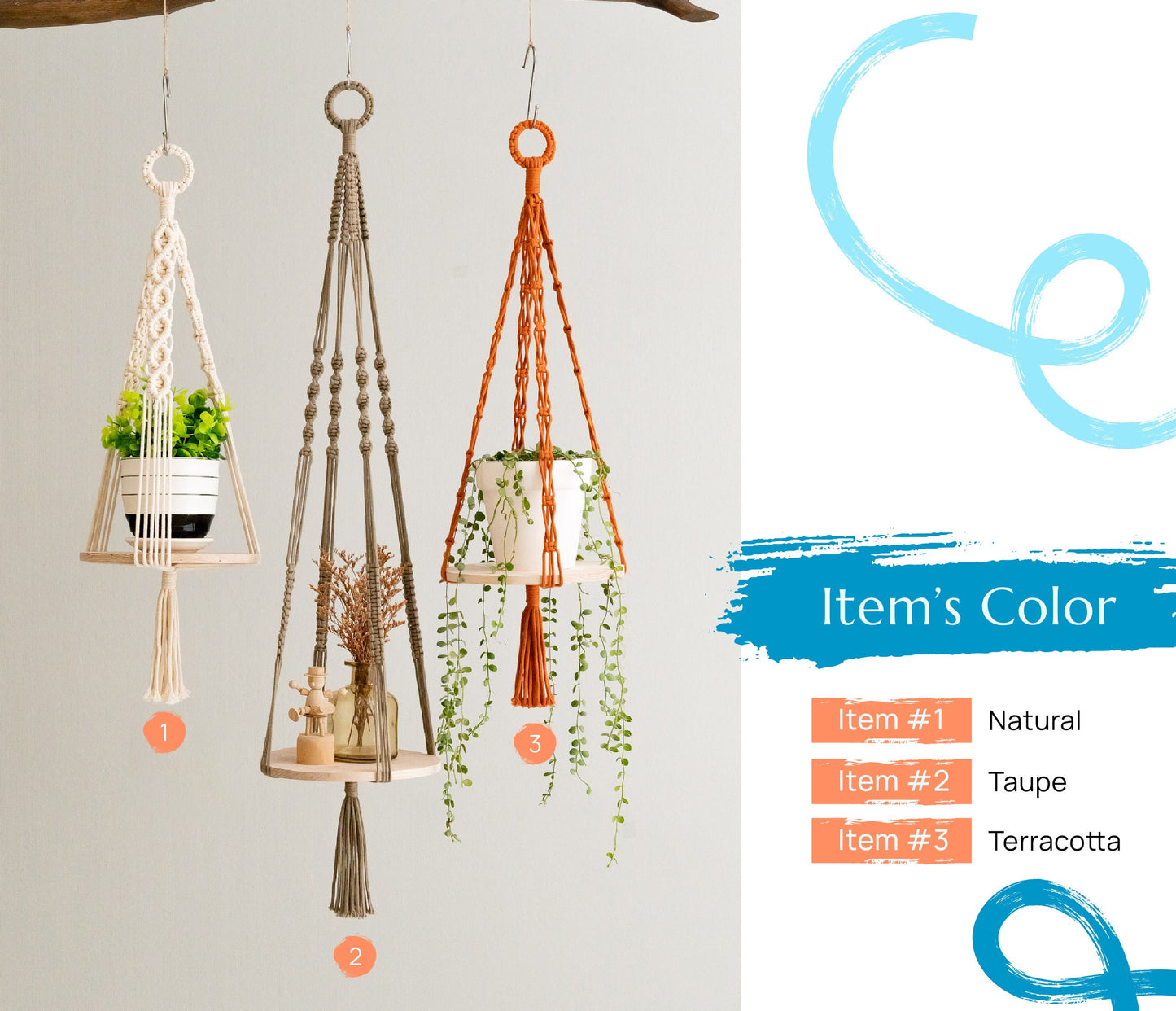 Macrame Plant Holder, Hanging Plant Shelf, Wooden Plant Hanger, Plant Hanger Macrame, Macrame Shelf, Ceiling Plant Holder S21