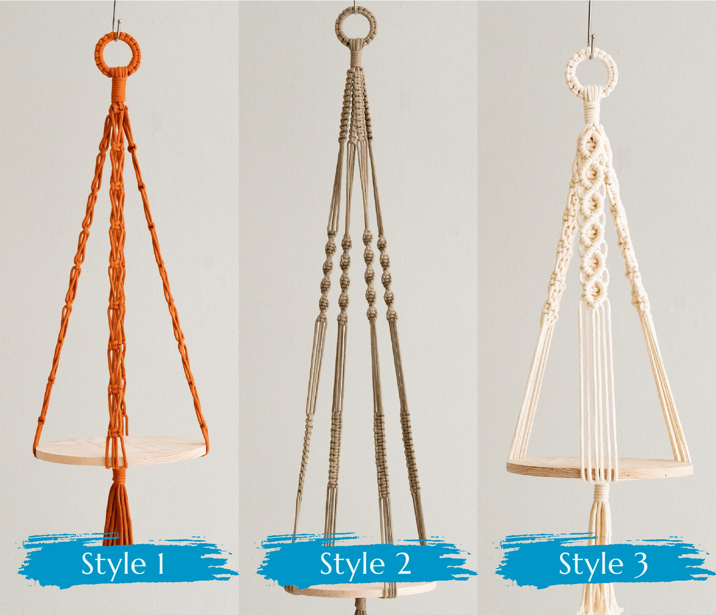 Hanging Plant Shelf, Macrame Plant Hanger, Wood Plant Holder, Plants Hanger, Plant Lover Gift, Wooden Hanging Shelf, Plant Pot Hanger S21