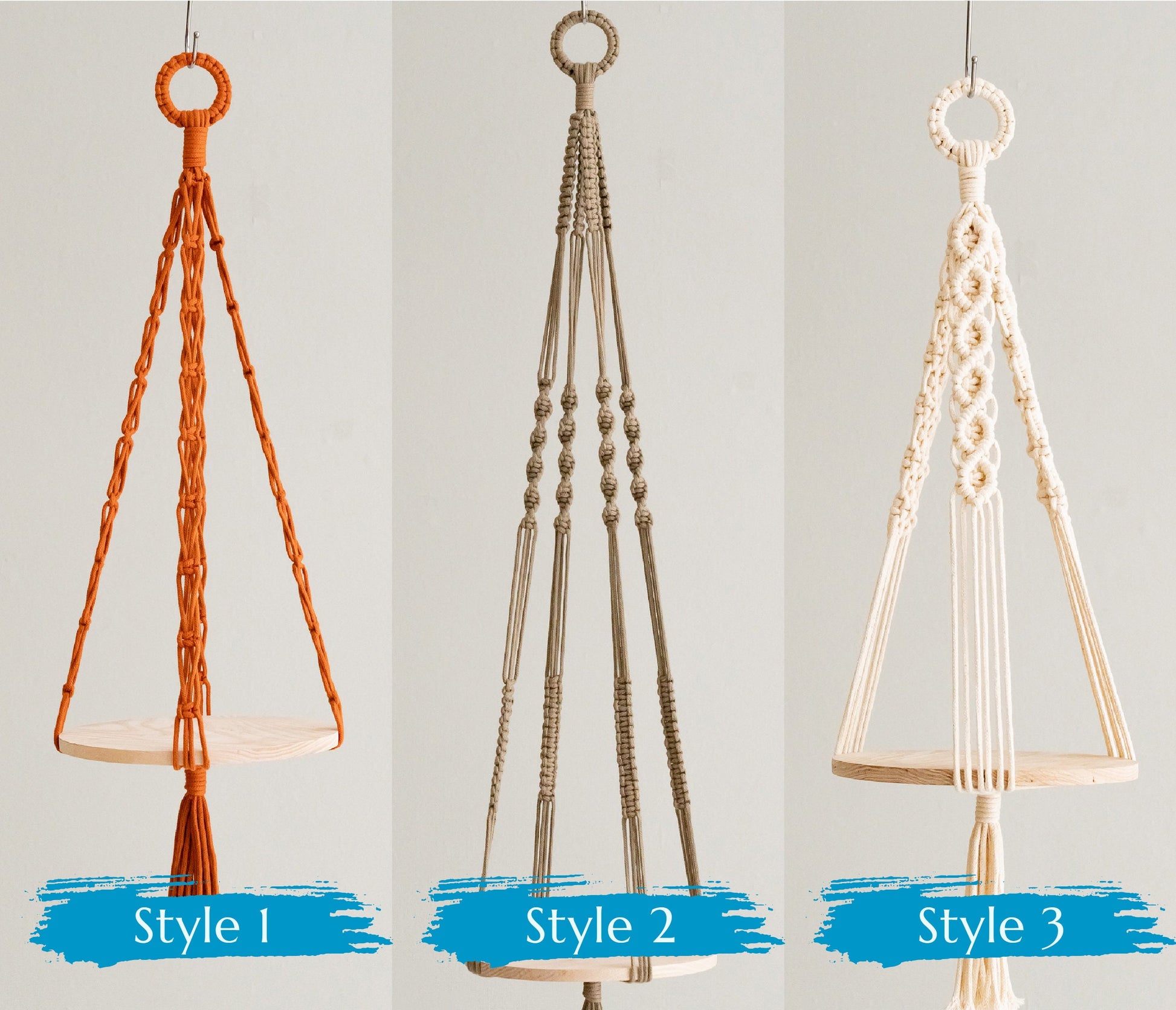 Hanging Plant Shelf, Macrame Plant Hanger, Wood Plant Holder, Plants Hanger, Plant Lover Gift, Wooden Hanging Shelf, Plant Pot Hanger S21