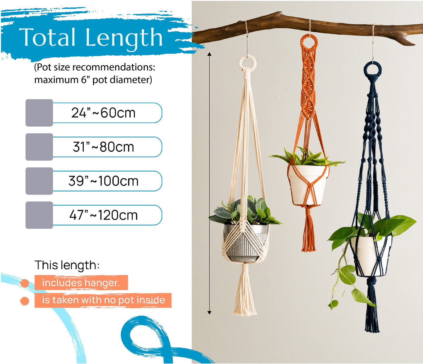 Boho Plant Hanger, Hanging Plant Pot, Eco Friendly Gifts, Balcony Decor, Garden Lover Gift, Macrame Pot Hanger, Tassel Plant Hanger I68