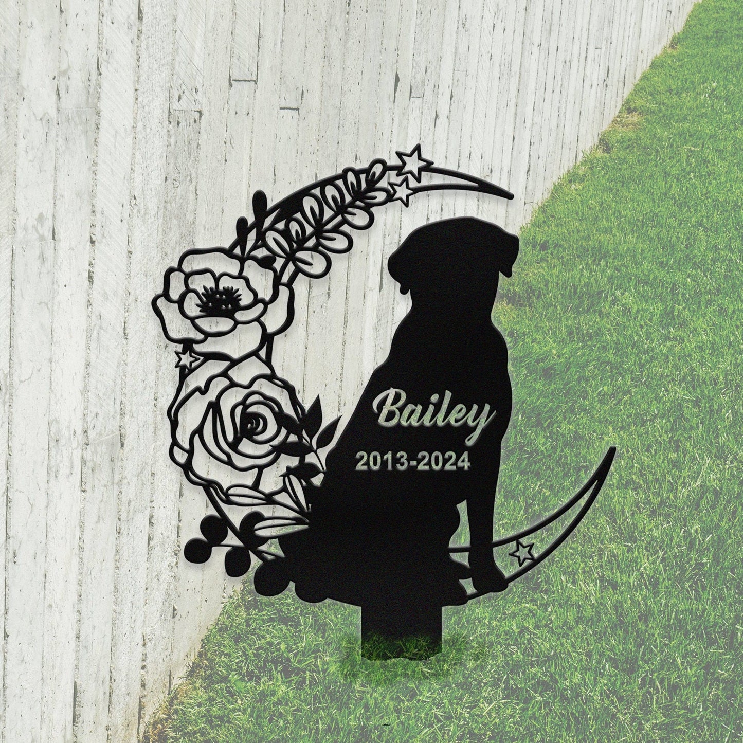 Personalized Dog Memorial Stake, Custom Dog Flowers Grave Marker, Metal Dog Sign for Garden, Pet Loss Gift, Dog Burial Stake, Garden Decor
