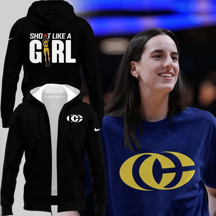12 Caitlin Clark - Her Logo New Zip Hoodie Indiana Fever WNBA Zip Hoodie
