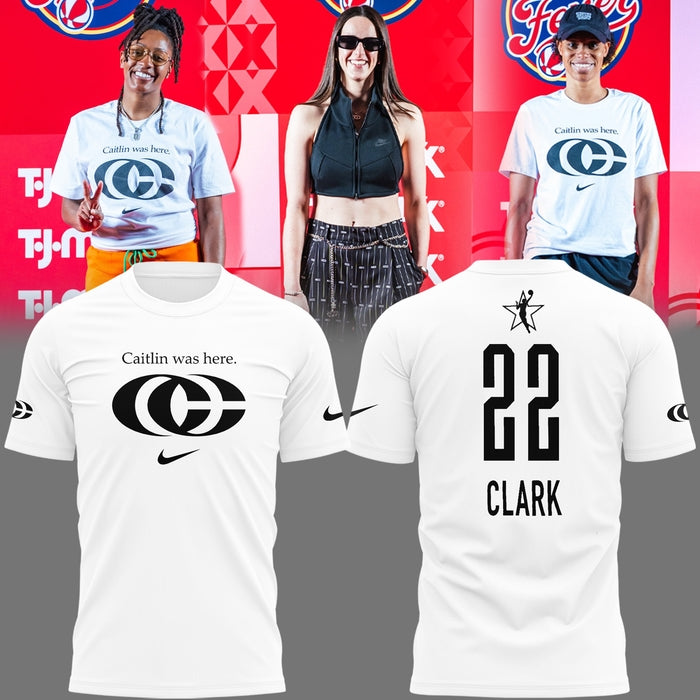 1 Caitlin Was Here Shirt - Caitlin Clark - Her Logo New White Shirt Indiana Fever WNBA Tshirt