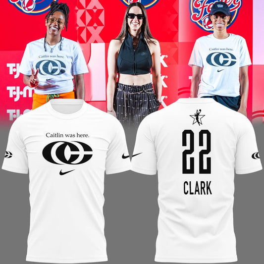 1 Caitlin Was Here Shirt - Caitlin Clark - Her Logo New White Shirt Indiana Fever WNBA Tshirt