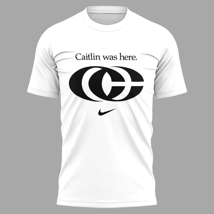 Caitlin Was Here - Caitlin Clark Signature Nike Swoosh Logo T-shirts V2 (White)