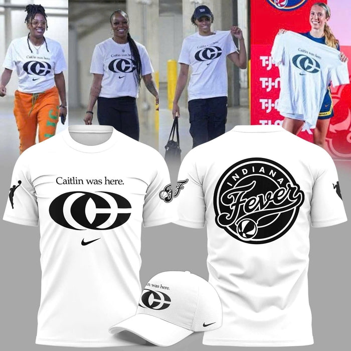 Caitlin Was Here - Caitlin Clark Signature Nike Swoosh Logo T-shirts V2 (White)