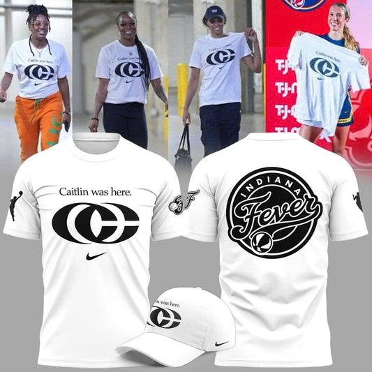 Caitlin Was Here - Caitlin Clark Signature Nike Swoosh Logo T-shirts V2 (White)