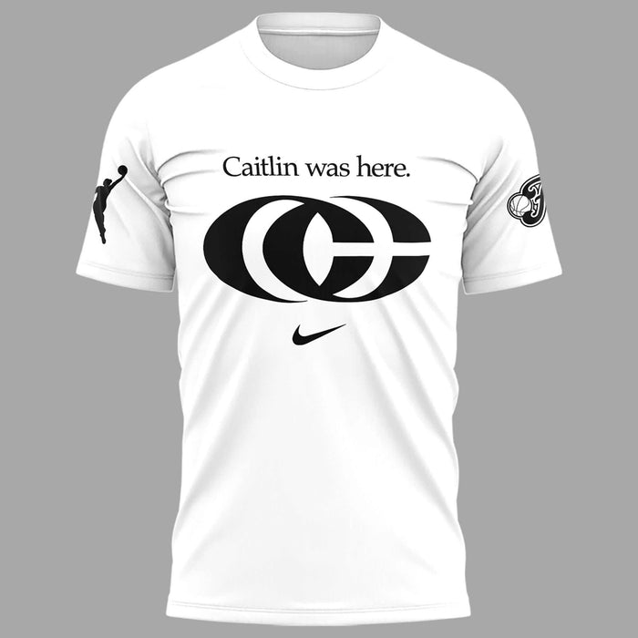 Caitlin Was Here - Caitlin Clark Signature Nike Swoosh Logo T-shirts V3 (White)