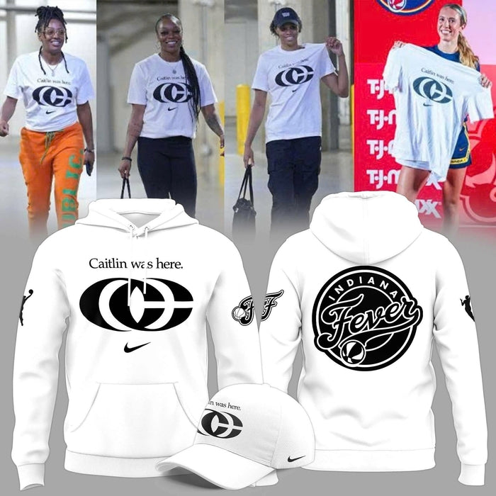 Caitlin Was Here - Caitlin Clark Signature Nike Swoosh Logo Hoodie V2 (White)