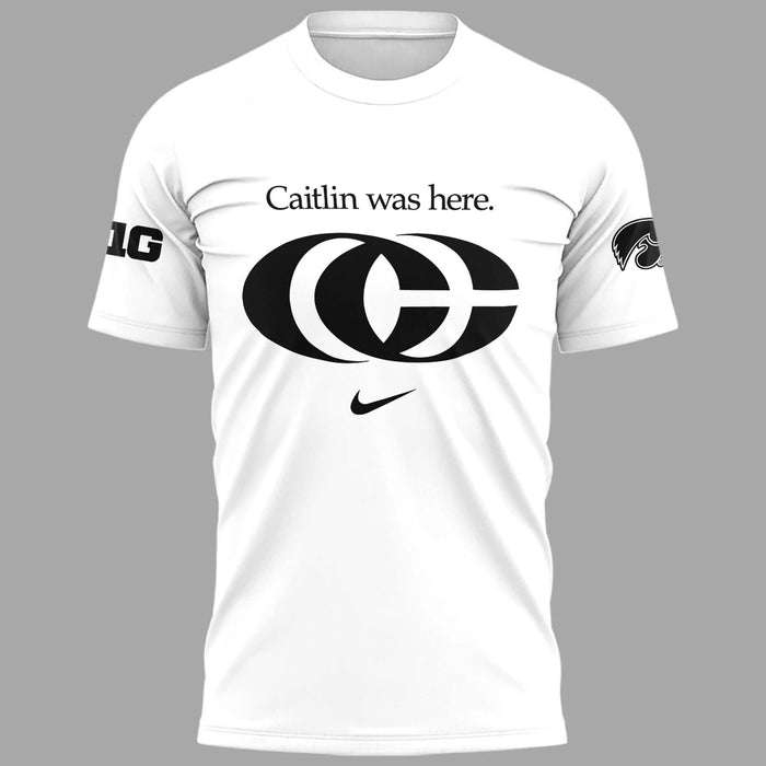 Caitlin Was Here - Caitlin Clark Signature Nike Swoosh Logo T-shirts V6 (White)