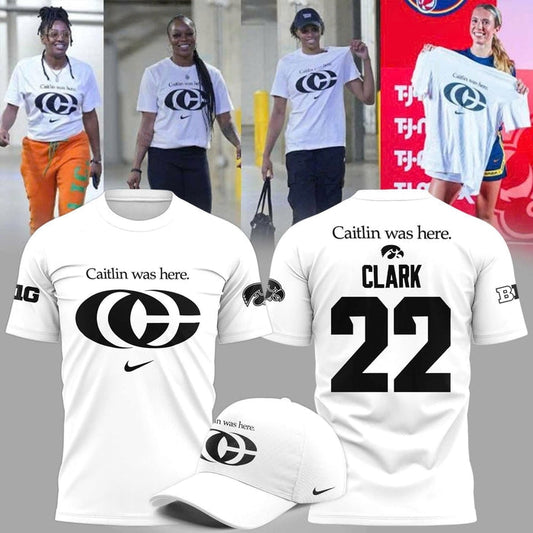Caitlin Was Here - Caitlin Clark Signature Nike Swoosh Logo T-shirts V6 (White)