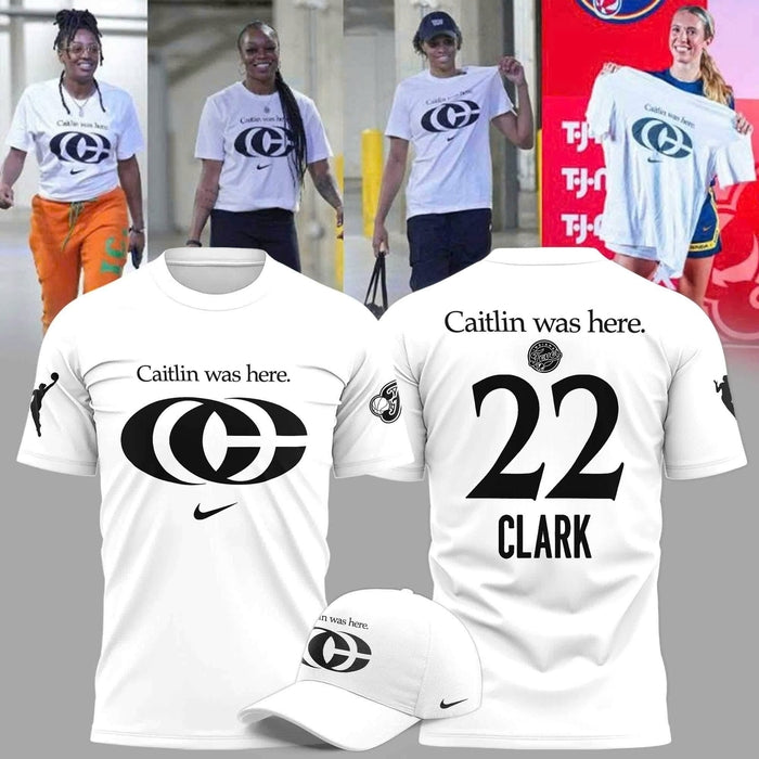 Caitlin Was Here - Caitlin Clark Signature Nike Swoosh Logo T-shirts V3 (White)
