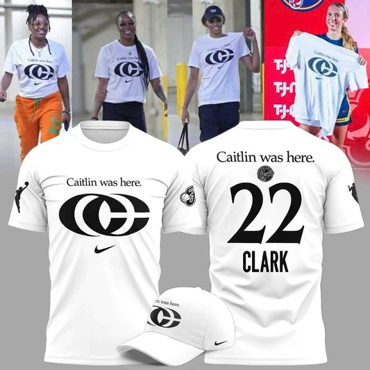 Caitlin Was Here - Caitlin Clark Signature Nike Swoosh Logo T-shirts V3 (White)