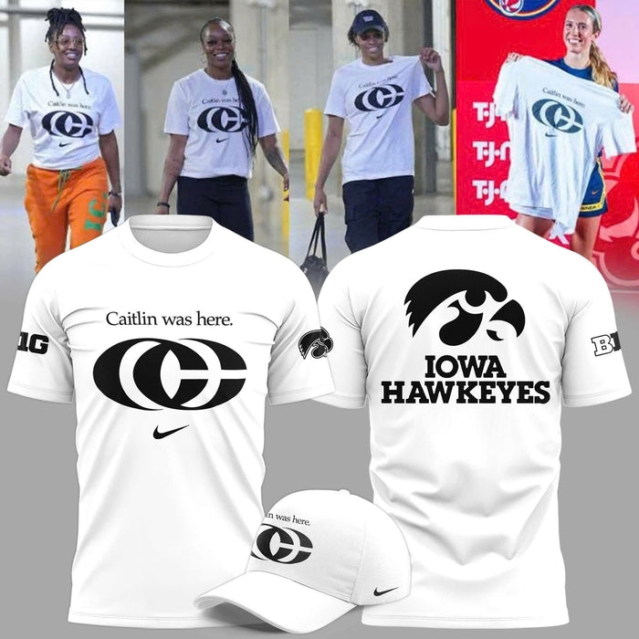 Caitlin Was Here - Caitlin Clark Signature Nike Swoosh Logo T-shirts V5 (White)