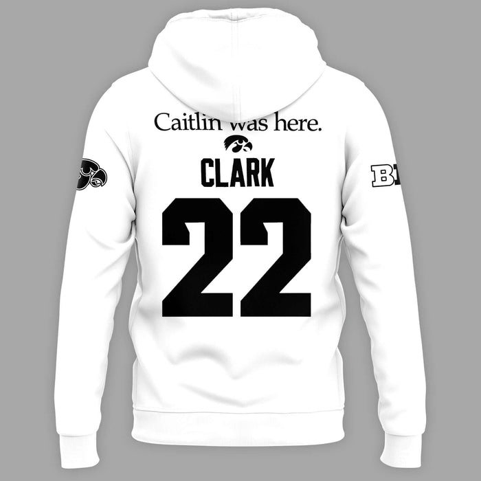 Caitlin Was Here - Caitlin Clark Signature Nike Swoosh Logo Hoodie V6 (White)
