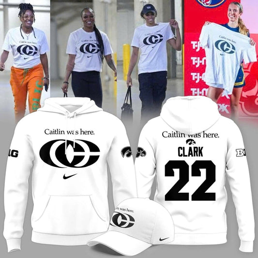 Caitlin Was Here - Caitlin Clark Signature Nike Swoosh Logo Hoodie V6 (White)