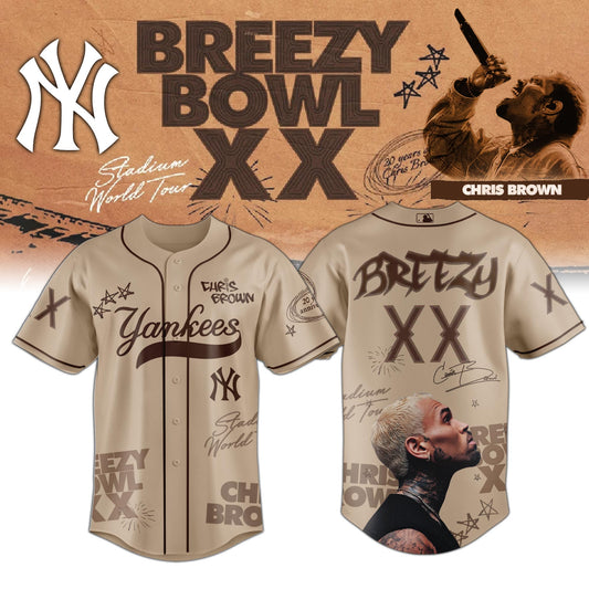 New York Yankees x Chris Brown “Breezy Bowl XX Stadium World Tour” 2025 Jersey Editions Limited