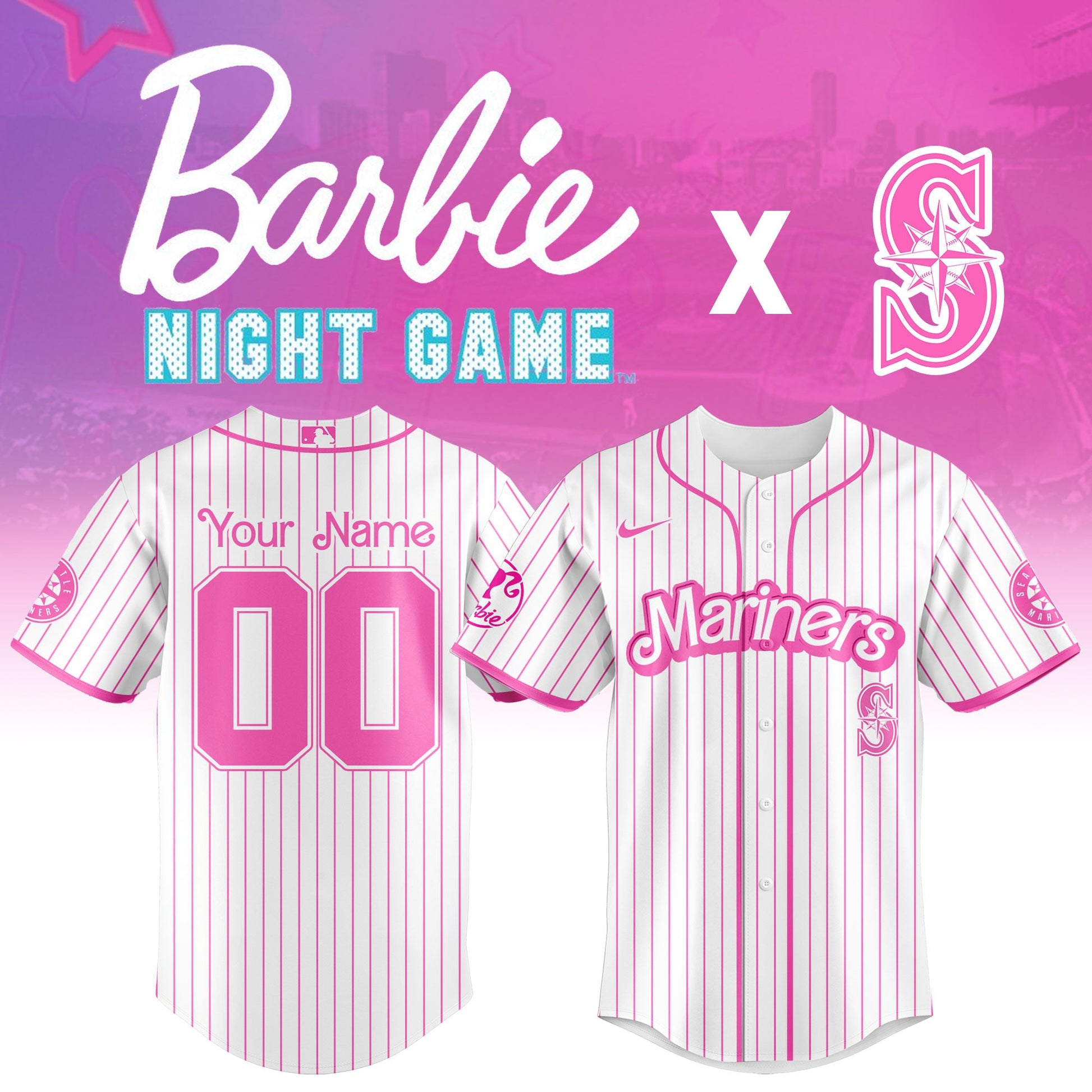 Seattle  Mariners MLB x Barbie Night Game Limited Edition Jersey 2025 v2