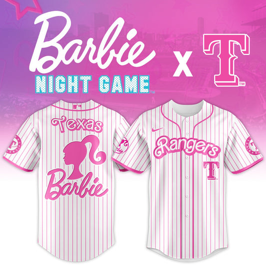 Texas Rangers MLB x Barbie Night Game Limited Edition Jersey 2025 v1