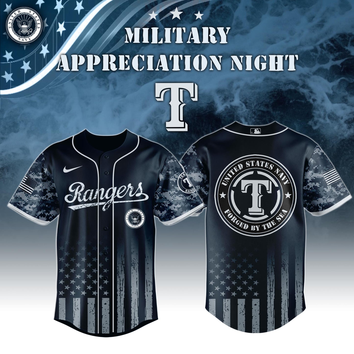 Texas Rangers MLB x Navy Military Appreciation Night Jersey Editions Limited 2025 V5