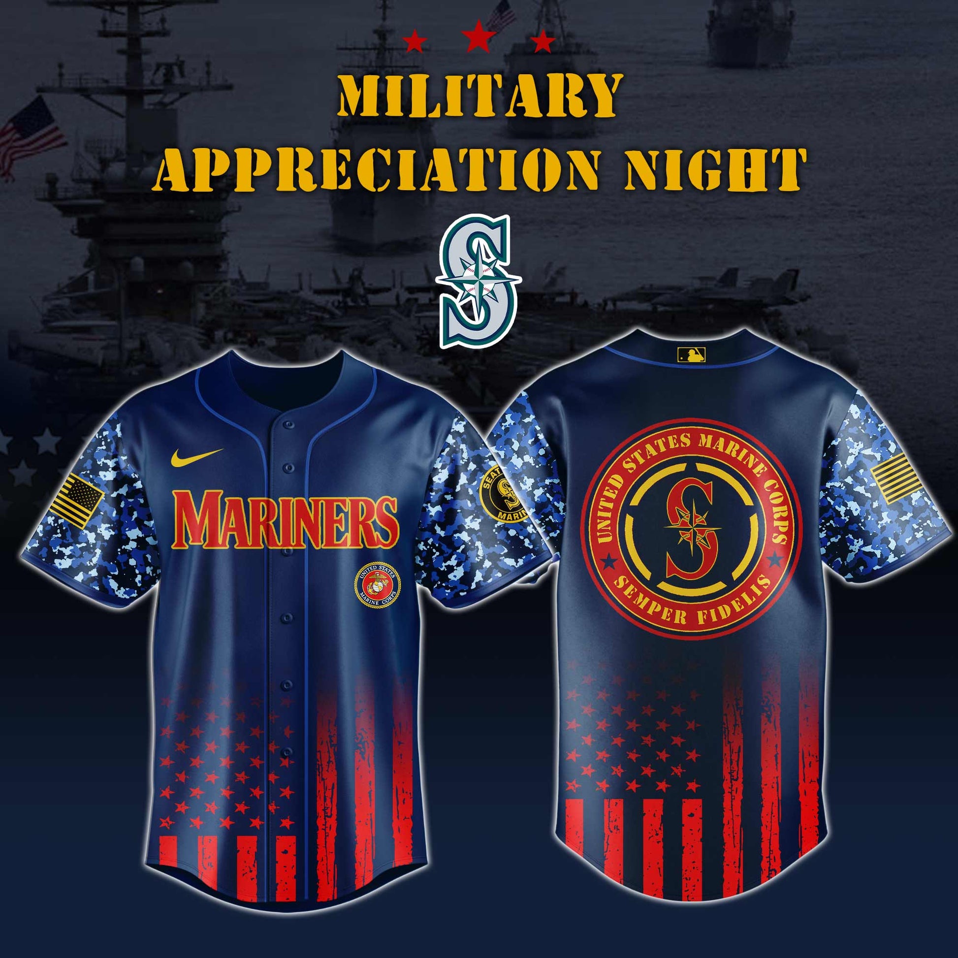 Seattle Mariners MLB x Marine Corps Military Appreciation Night Jersey Editions Limited 2025 V3