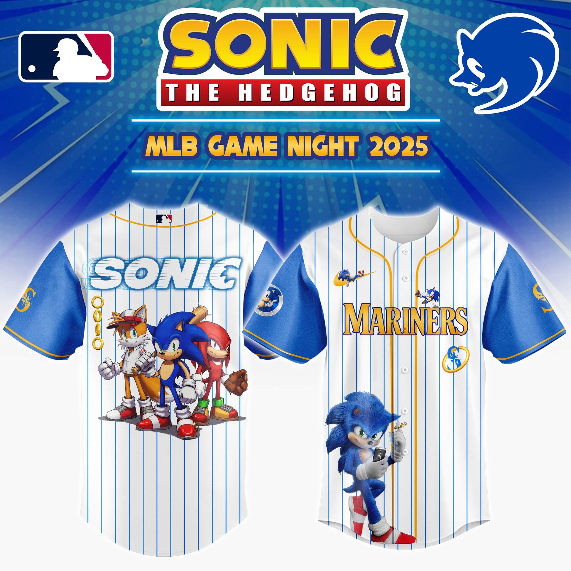 Seattle Mariners x Sonic Game Night Jersey 2025  Editons Limited