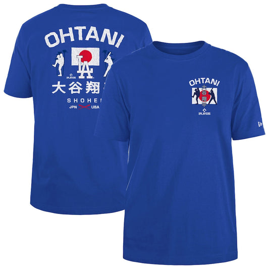 Men's Los Angeles Dodgers Shohei Ohtani New Era Royal Japan Flag T-Shi