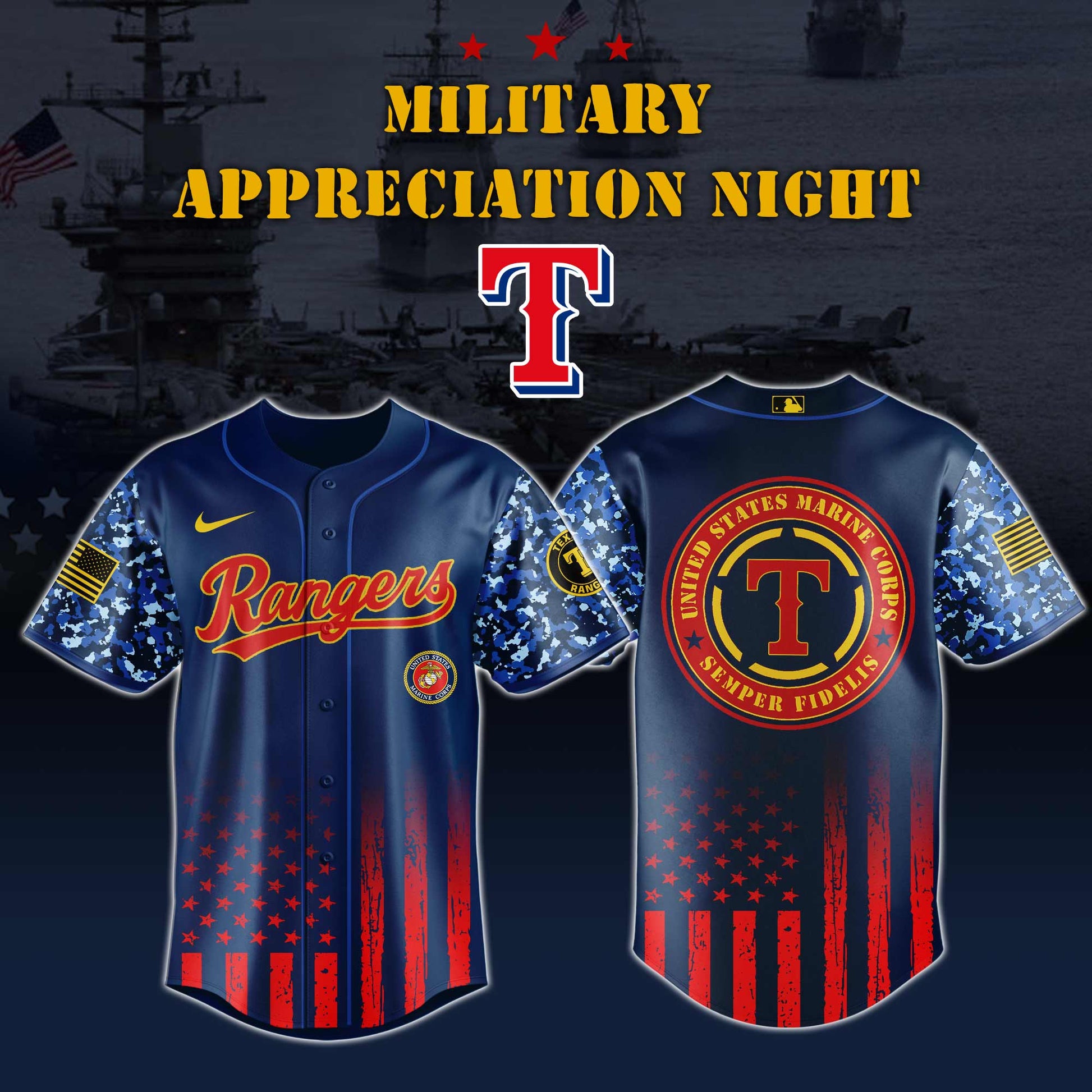 Texas Rangers MLB x Marine Corps Military Appreciation Night Jersey Editions Limited 2025 V3