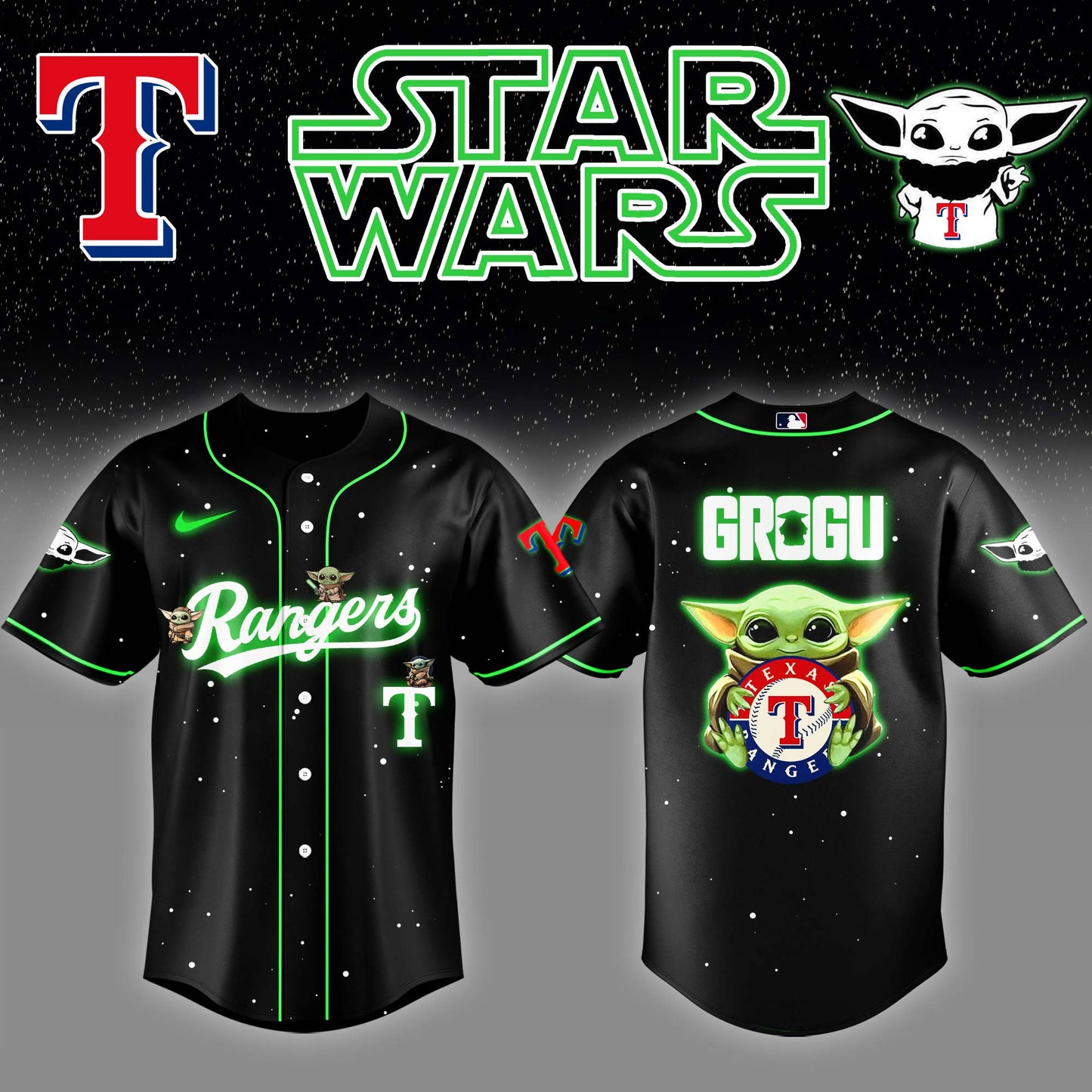 Texas Rangers x Stars Wars Grogu Night Baseball Jersey Editions Limited v3