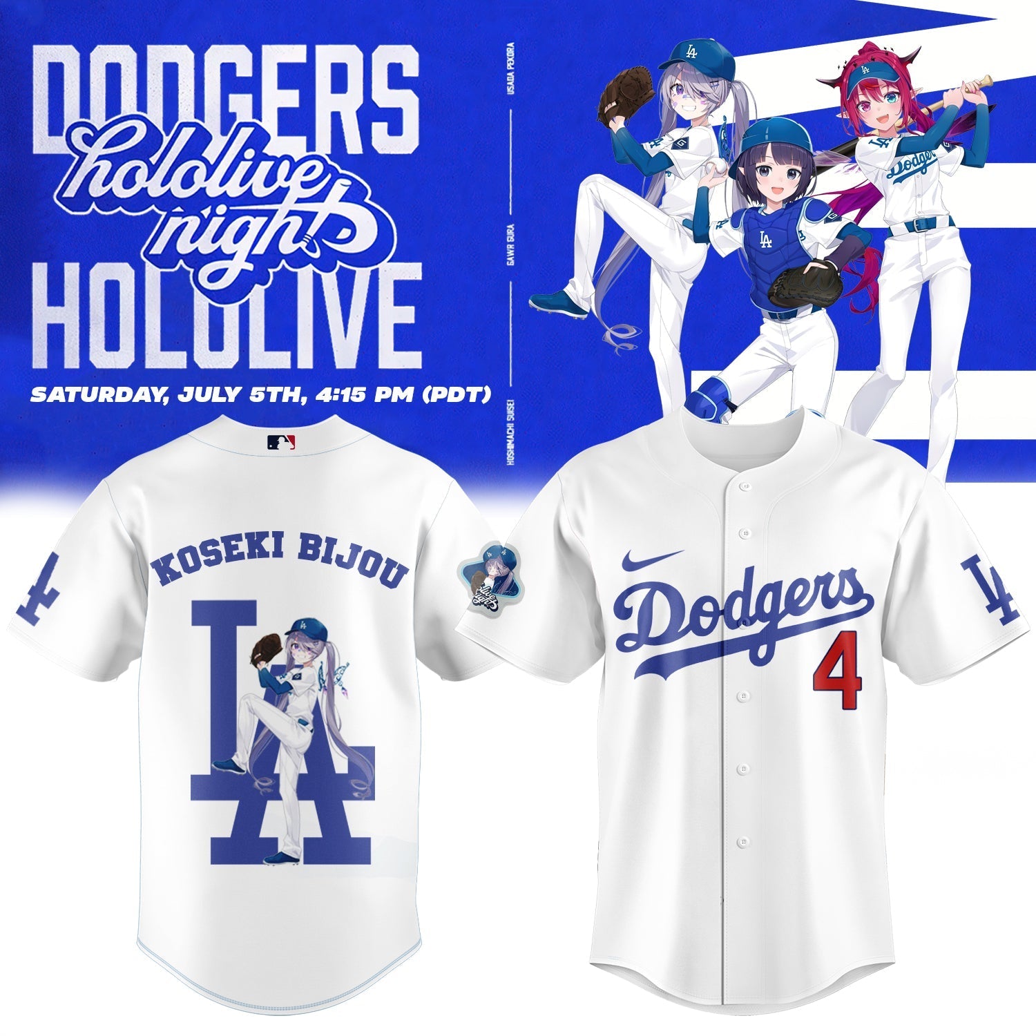 Los Angeles Dodgers Baseball Jersey - Hololive Night Biboo Jersey 2025 LA-22