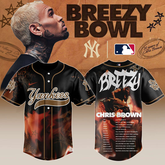 New York Yankees x Chris Brown “Breezy Bowl XX Stadium World Tour” 2025 Jersey Editions Limited