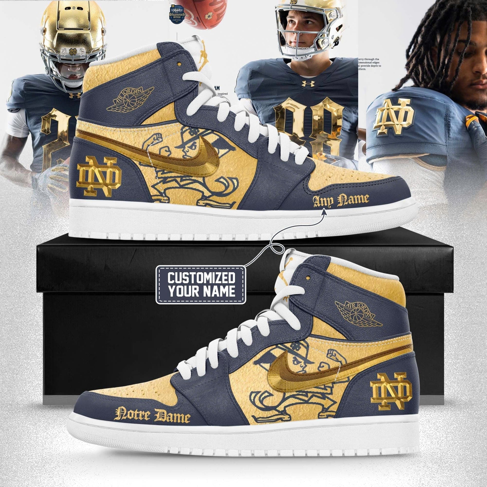 Notre Dame Fighting Irish 2025 Shamrock Series Custom JD1 Hight Top Sneaker