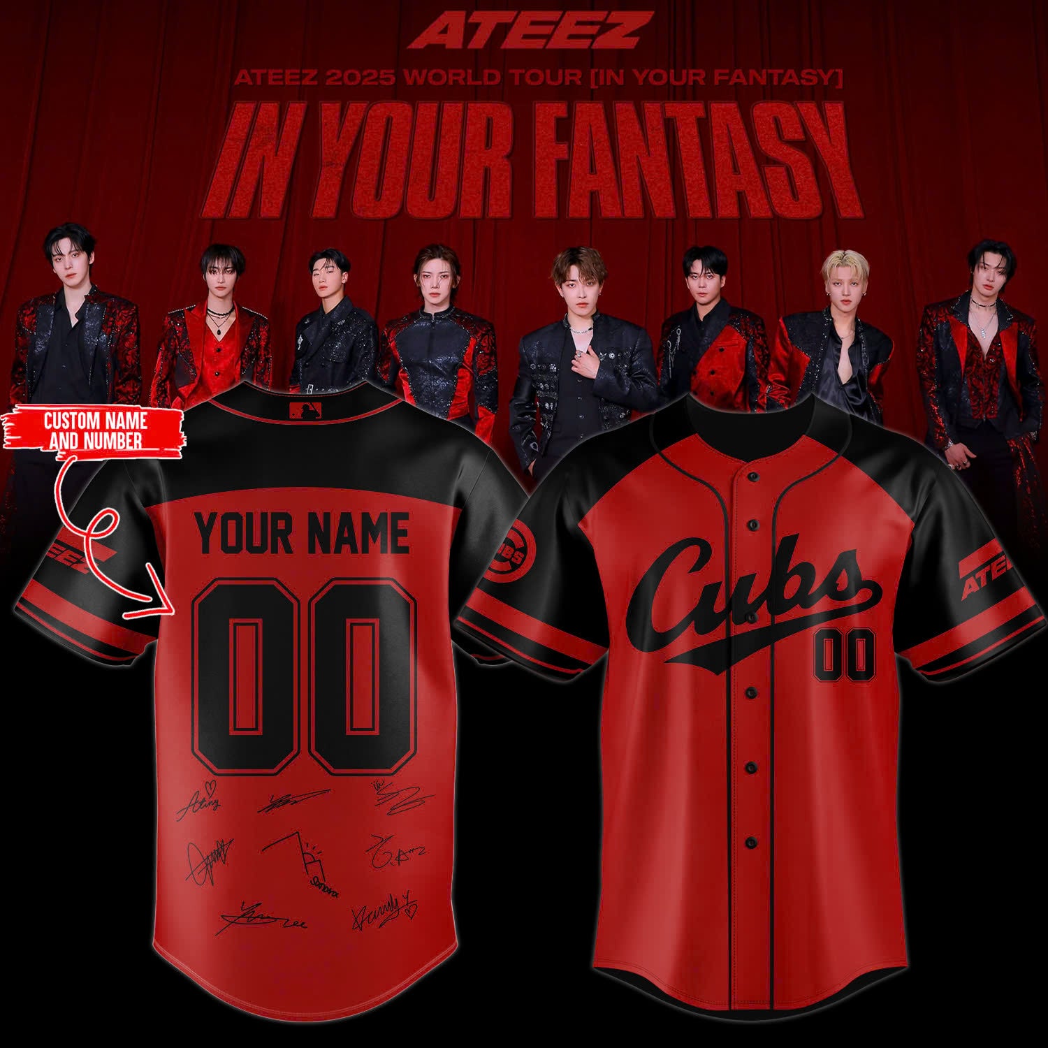 .Chicago Cubs x ATEEZ 2025 World Tour Baseball Jersey (Custom Name&Number)