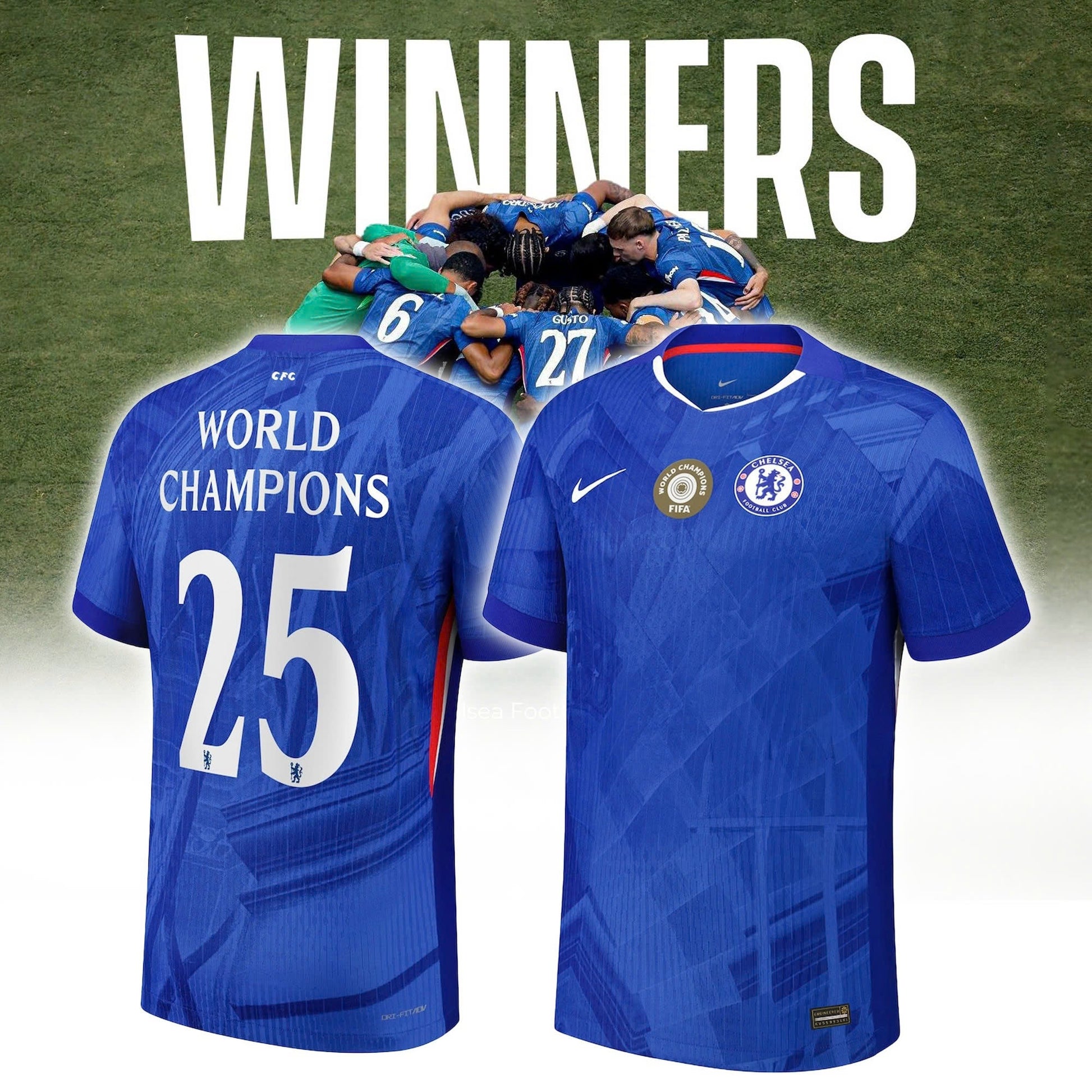 Chelsea Cup Home Match Shirt 2025-26 with World Champions 25