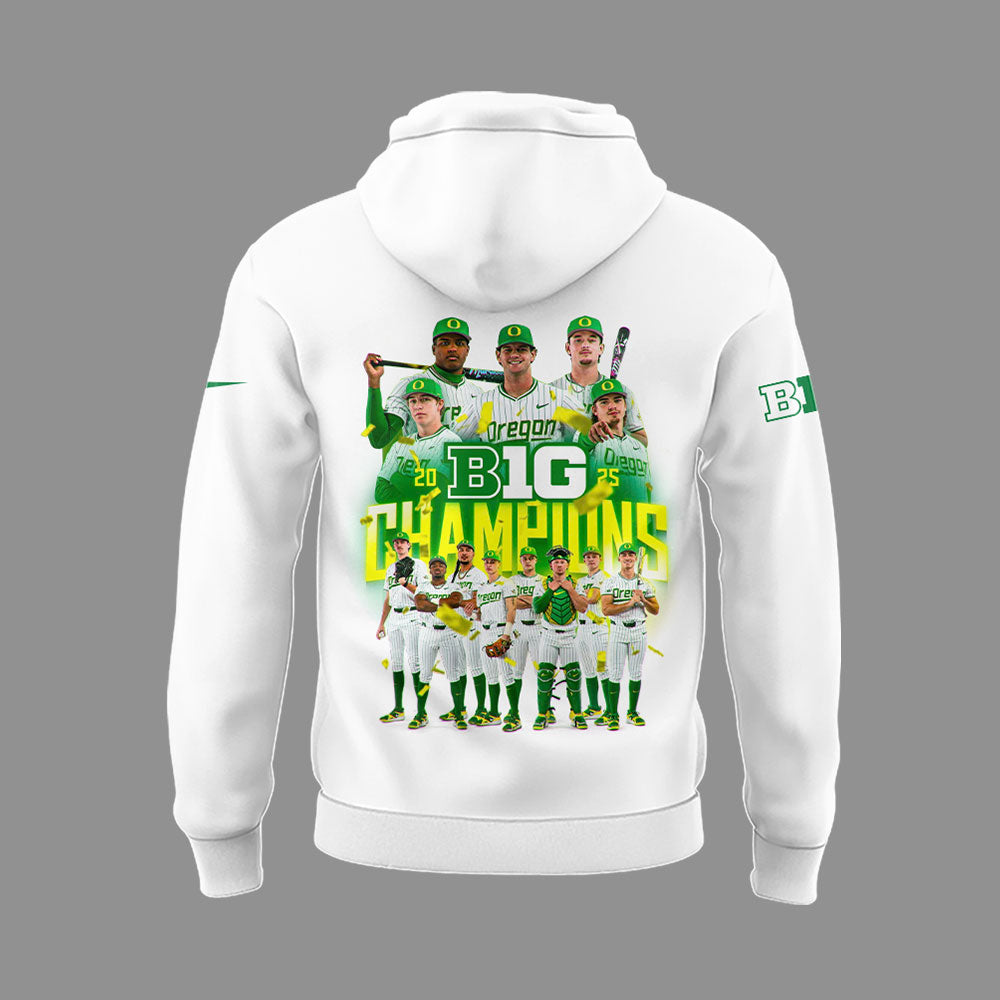 Limited Edition Oregon Baseball Big Ten 2025 Conference Champions Hoodie