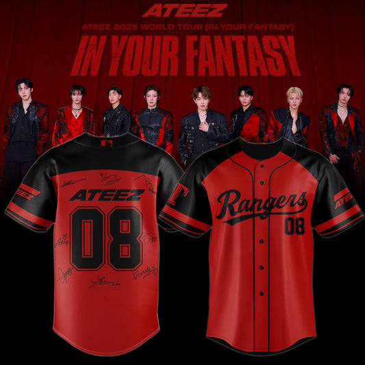 .Texas Rangers x ATEEZ 2025 World Tour Baseball Jersey