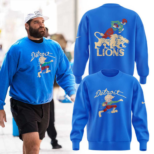 Limited Edition D Lions 50s Retro Mascot Royal Blue Sweatshirt