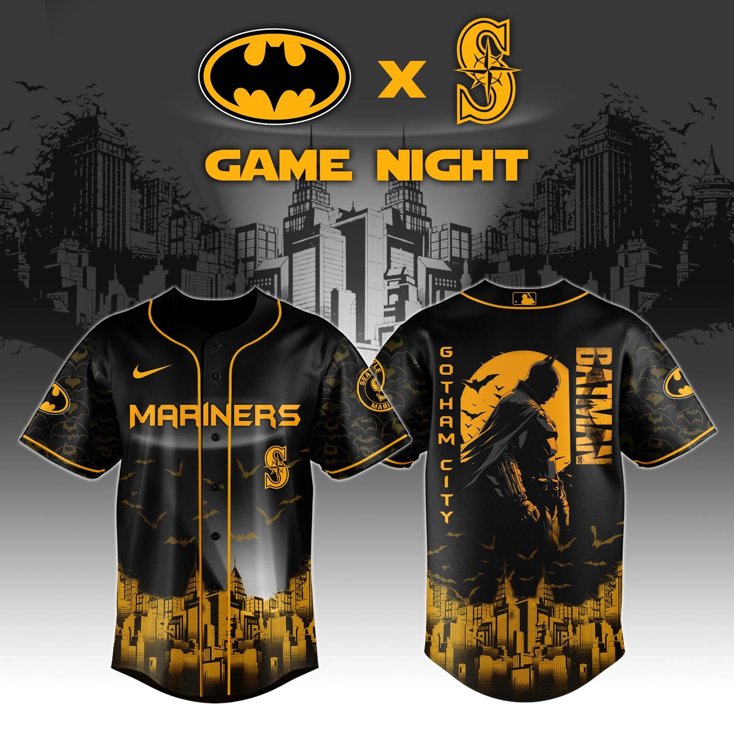 Seattle Mariners x DC Batman Game Night Special Edition Jersey