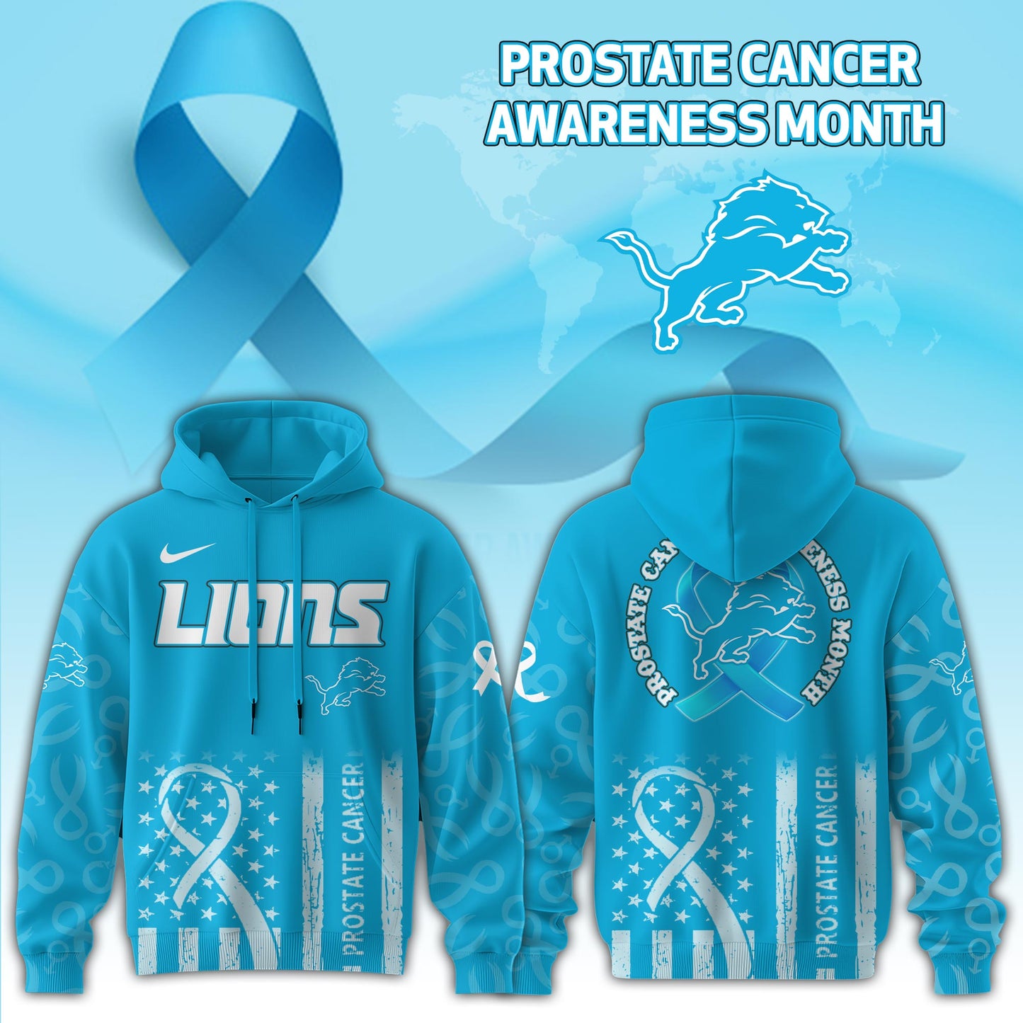 Detroit Lions x Prostate Cancer Awareness Hoodie Edition