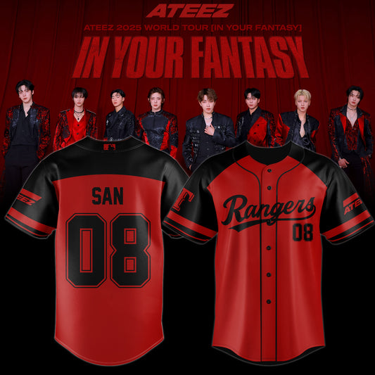 Texas Rangersx ATEEZ 2025 World Tour San Jersey
