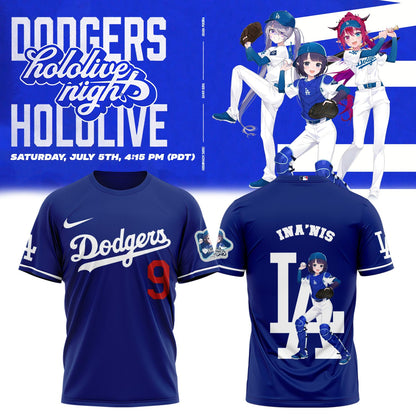 Los Angeles Dodgers Baseball T-Shirt - Hololive Night Ina’nis Shirts 2025 LA-07