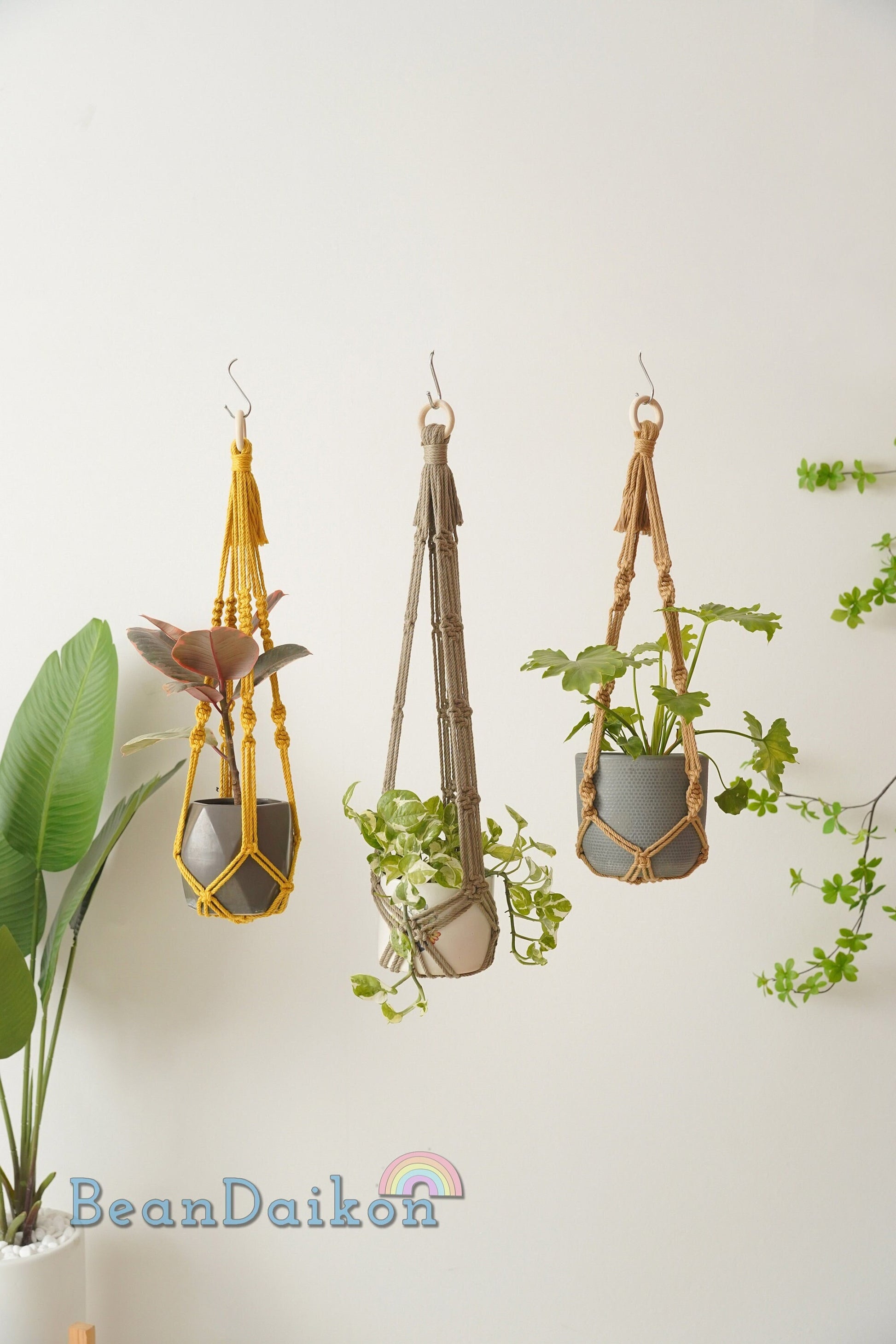 No Tassel Plant Hanger, Macrame Plant Holder, Tassel Free Plant Hanger, No Tail Plant Holder, Simple Rope Planter, Minimalist Boho Decor H70