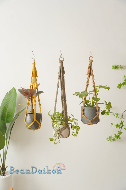 No Tassel Plant Hanger, Macrame Plant Holder, Tassel Free Plant Hanger, No Tail Plant Holder, Simple Rope Planter, Minimalist Boho Decor H70
