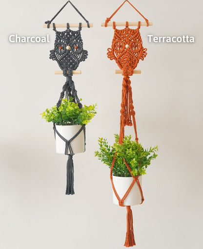 Owl Plant Hanger, Best Friend Gift, Macrame Owl, Cute Plant Hanger, Vintage Owl, Plant Holder Wall, Best Friend Gift, Handmade Macrame H85