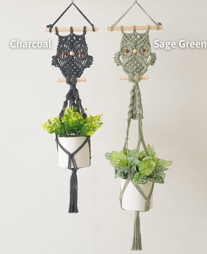 Owl Plant Hanger, Best Friend Gift, Macrame Owl, Cute Plant Hanger, Vintage Owl, Plant Holder Wall, Best Friend Gift, Handmade Macrame H85