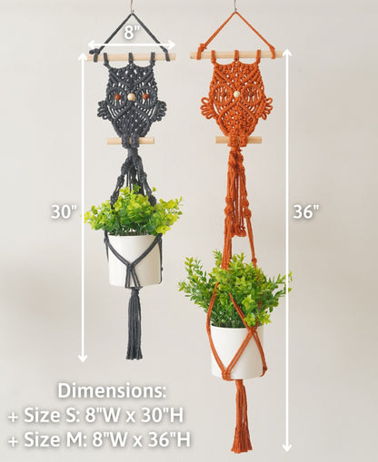 Owl Plant Hanger, Best Friend Gift, Macrame Owl, Cute Plant Hanger, Vintage Owl, Plant Holder Wall, Best Friend Gift, Handmade Macrame H85