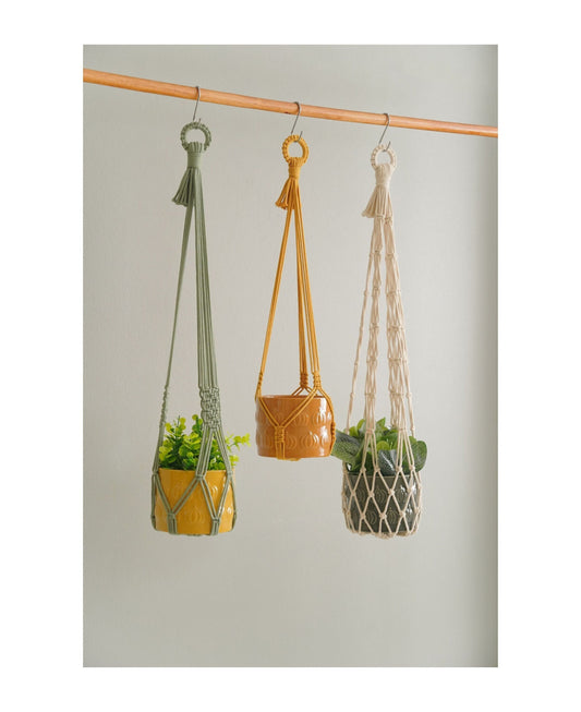 No Tassel Plant Hanger, Macrame Plant Holder, Tassel Free Plant Hanger, No Tail Plant Holder, Simple Rope Planter, Minimalist Boho Decor I15