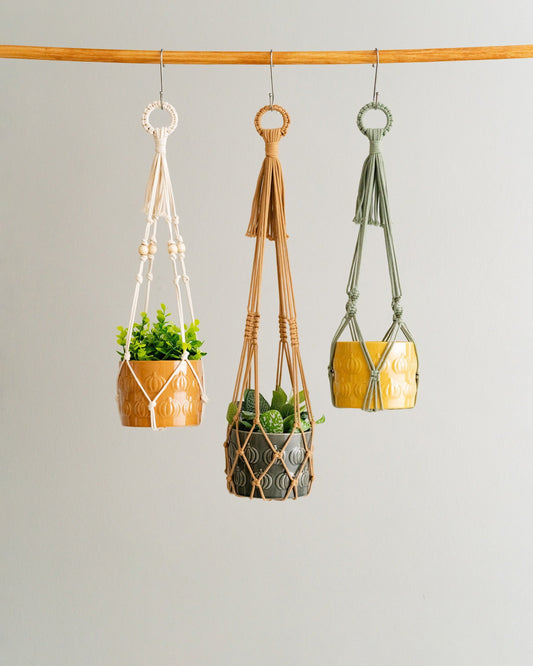 Macrame Plant Hanger, Handmade Planter, Macrame Pot Holder, Extra Long Hanger, Plant Wall Holder, Boho Macrame, Housewarming Gifts I57