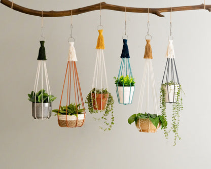Plant Hanger Macrame, Gift For Gardener, Indoor Plant Holder, Tassel Free Plant Hanger, Macrame Pot Stand, Fiber Home Decor I64
