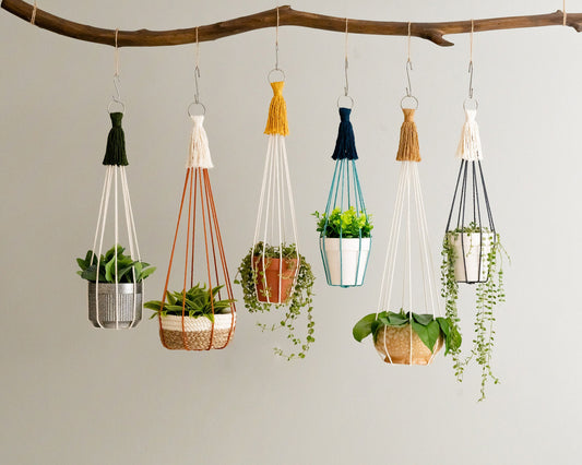Plant Hanger Macrame, Gift For Gardener, Indoor Plant Holder, Tassel Free Plant Hanger, Macrame Pot Stand, Fiber Home Decor I64